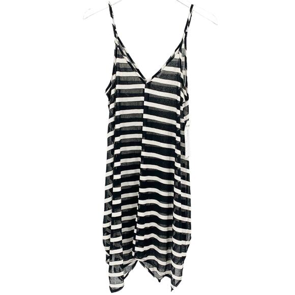 2/$30 FORTUNE Swimwear Cover Up Size S Annette Black White Stripe Handkerchief - Picture 4 of 7